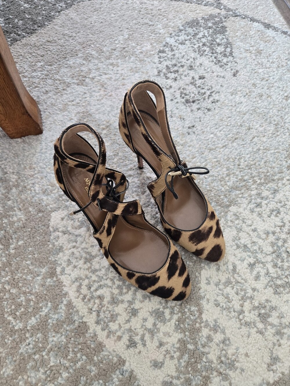 Aquazzura Animal Print Pony Hair Heels